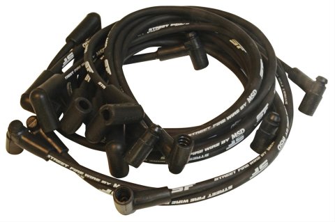 MSD Street Fire Spark Plug Wire Sets 5566 Wires, Fire, 8.0mm, Black, 90 Degree Boots, Chevy, Small Block, Set