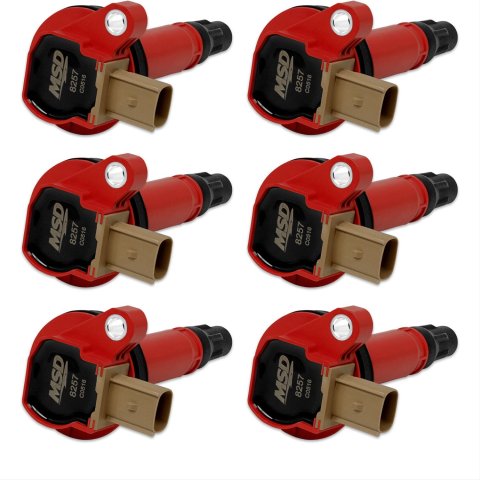 MSD Direct Replacement Ignition Coil Packs 82576 Coil, Replacement, Red, Tan Connector, Ford, 3.5L, Ecoboost, Set of 6