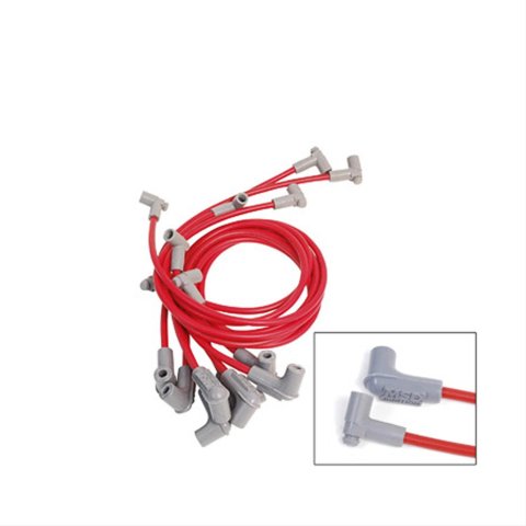 MSD 8.5mm Super Conductor Spark Plug Wire Sets 31549 Wires, Conductor, Spiral Core, 8.5mm, Red, 90 Degree Boots, Sprint Car/ProMag, Chevy, V8