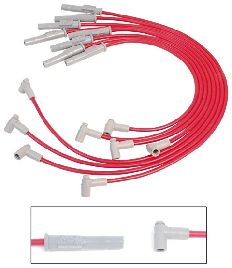 MSD 8.5mm Super Conductor Spark Plug Wire Sets 31369 Wires, Conductor, Spiral Core, 8.5mm, Red, Multi-Angle Boots, GM, V8, Set