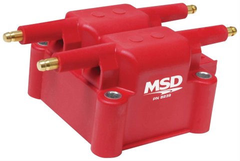 MSD Sport Compact Replacement Coils 8239 Ignition Coil, DIS Performance Replacement, Square, Epoxy, Red, 36,000 V, Each