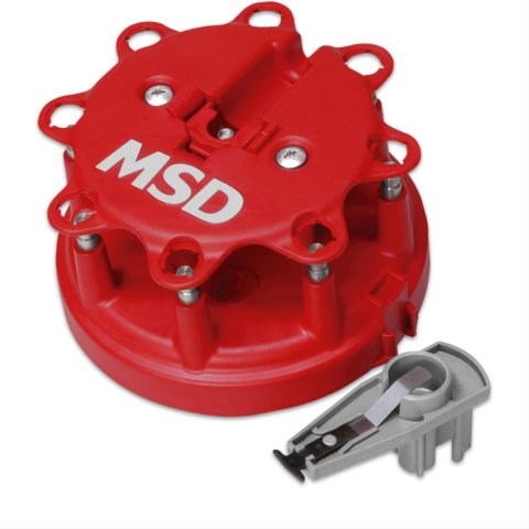 MSD Distributor Cap and Rotor Kits 8482 Rotor, Red, Male/HEI, Stainless Terminals, TFI, Ford, Lincoln, Mercury, Small Block, Kit