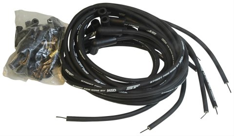 MSD Street Fire Spark Plug Wire Sets 5552 Wires, Fire, 8mm, Black, 90 Degree Boots, Universal, V8, Set