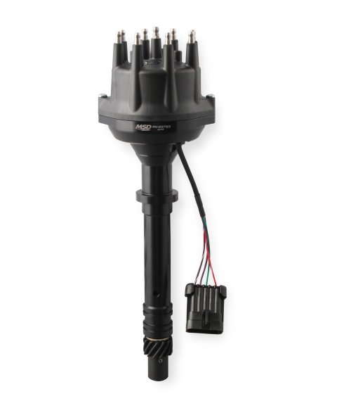 MSD Pro-Billet Dual Sync EFI Distributors 23753 Distributor, EFI, Hall Effect Trigger, Male/HEI, Standard Rotation, Black Cap, Billet Aluminum Housing, Black, Chevy, Each