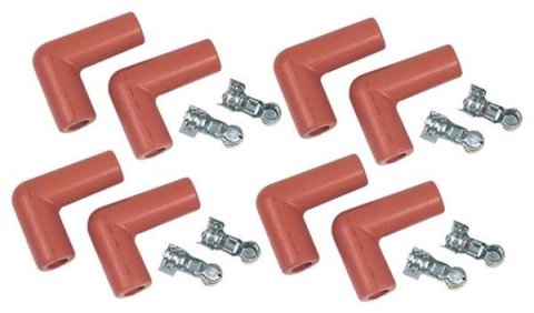 MSD Professional Racing Spark Plug Wire Boot and Terminal Kits 8852 Boots, Red, Pro Temp Boots, 90 Degree Boots, 8.5mm, Set of 8
