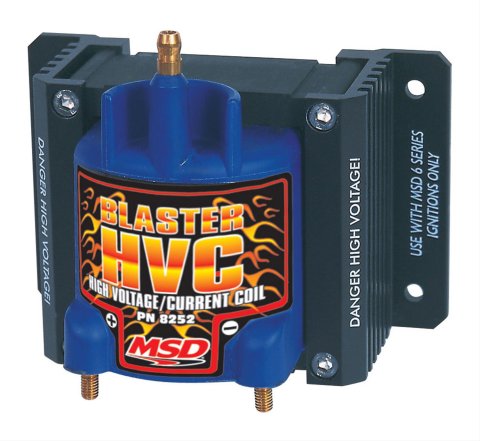 MSD Blaster HVC Ignition Coils 8252 Coil, HVC, E-Core, Square, Epoxy, Blue, 42,000 V, Each
