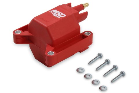 MSD Blaster TFI Coils 8227 Ignition Coil, Performance Replacement, E-Core, Square, Epoxy, Red, 44,000 V, Ford, TFI, Each