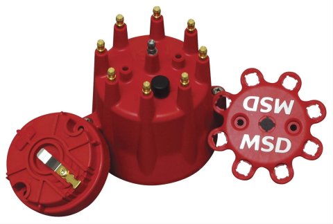 MSD Distributor Cap and Rotor Kits 84335 Rotor, Red, Male/HEI, Stainless Steel Terminals, Clamp Down, Billet, Pro Billet, V8, Kit