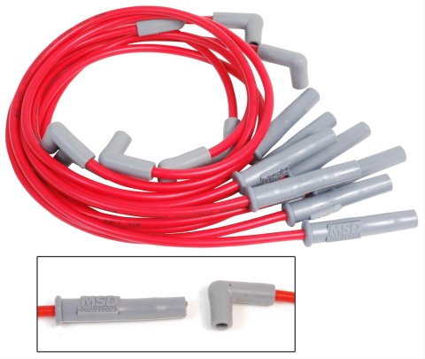 MSD 8.5mm Super Conductor Spark Plug Wire Sets 31339 Wires, Conductor, Spiral Core, 8.5mm, Red, Multi-Angle Boots, Ford, 351M/400, Set