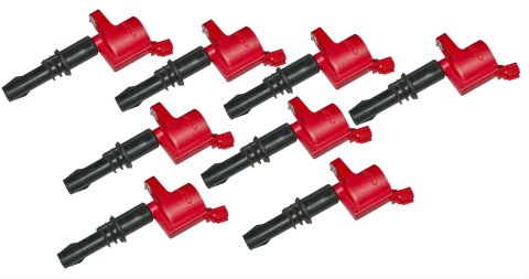 MSD Ford Blaster Coil-on-Plug Ignition Coil Packs 82438 Coils, Blaster, Pack, Bolt-On, Epoxy, Red, Ford, Lincoln, Modular, Early 3-Valve, Set of 8