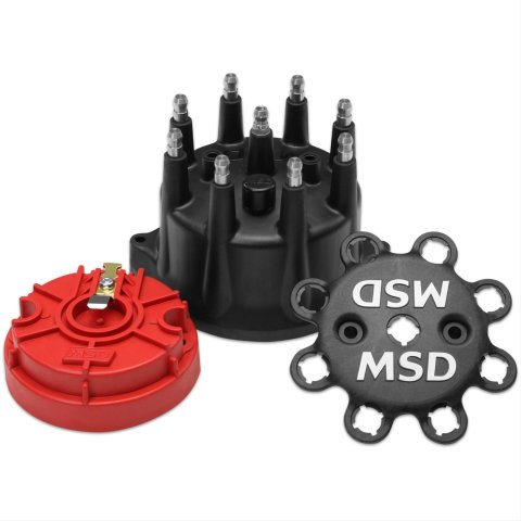 MSD Distributor Cap and Rotor Kits 84317 Kits, Male/HEI, Black Cap, Screw Down, Rotor, Stainless Contact Terminal, MSD, Pro-Billet Small Diameter, Magnetic, V8, Kit