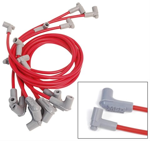 MSD 8.5mm Super Conductor Spark Plug Wire Sets 31299 Wires, Conductor, Spiral Core, 8.5mm, Red, 90 Degree Boots, Chevy, Big Block, V8, Set