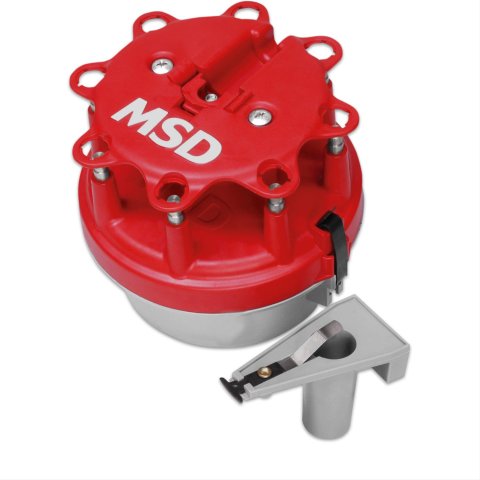MSD Cap-A-Dapts 8414 Cap and Rotor, Red, Male/HEI, Stainless Steel Terminals, Clamp-Down, Ford, V8, Kit