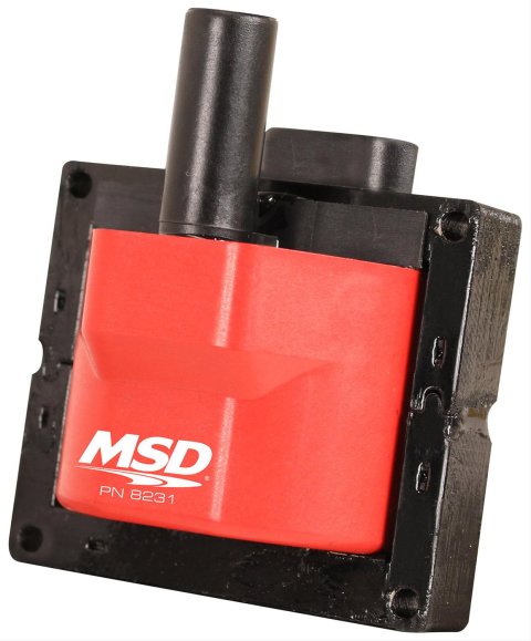 MSD Blaster OEM Replacement Coils 8231 Ignition Coil, Performance Replacement, E-Core, Square, Epoxy, Red, 40,000 V, GM, Each