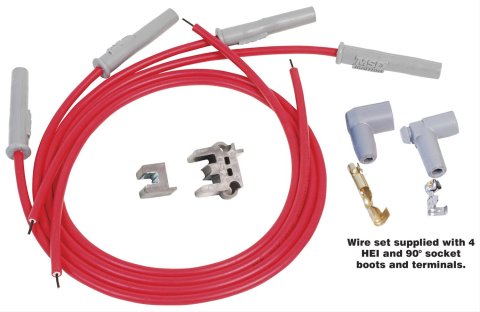 MSD 8.5mm Super Conductor Spark Plug Wire Sets 31159 Wires, Conductor, Spiral Core, 8.5mm, Red, Multi-Angle Boots, Universal, L4, Set