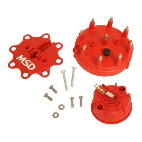 MSD Distributor Cap and Rotor Kits 84085 Rotor, Red, Stainless Steel Terminals, Clamp-Down, Kit