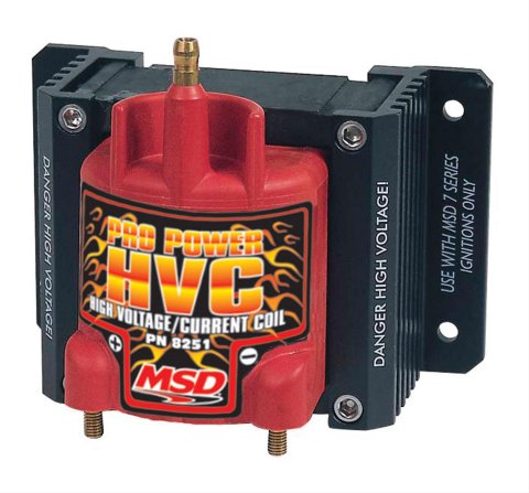 MSD Pro Power HVC Coils 8251 Ignition Coil, HVC, E-Core, Square, Epoxy, Black, 45,000 V, Each