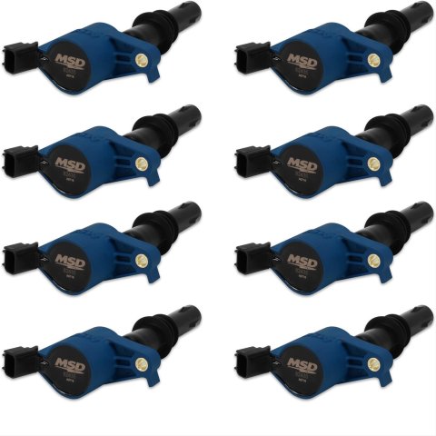 MSD Direct Replacement Ignition Coil Packs 824385 Coils, Replacement, Pack, Epoxy, Blue, Ford, Lincoln, 4.6L/5.4L, SOHC, 3V, Set of 8