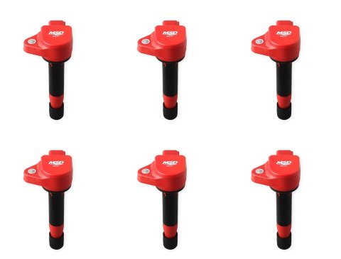 MSD Blaster OEM Replacement Coils 82376 Ignition Coil, Blaster, Coil Pack Style, Red, for use on Acura®, for use on Honda®, V6, Set of 6