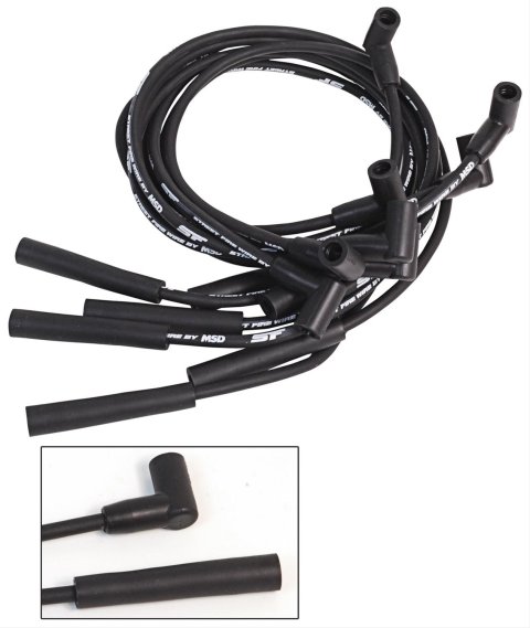 MSD Street Fire Spark Plug Wire Sets 5540 Wires, Fire, 8.0mm, Black, Straight Boots, Ford, 351W/351M/400/460, Set