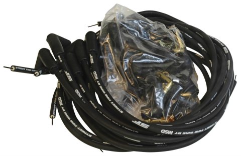 MSD Street Fire Spark Plug Wire Sets 5553 Wires, Fire, 8.0mm, Black, 90 Degree Boots, Universal, V8, Set