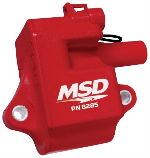 MSD Multiple Spark Coils and Coil Kits 8285 Ignition Coil, MSC II Pack, D580 Style, Epoxy, Square, Red, GM LS1/LS6, Each