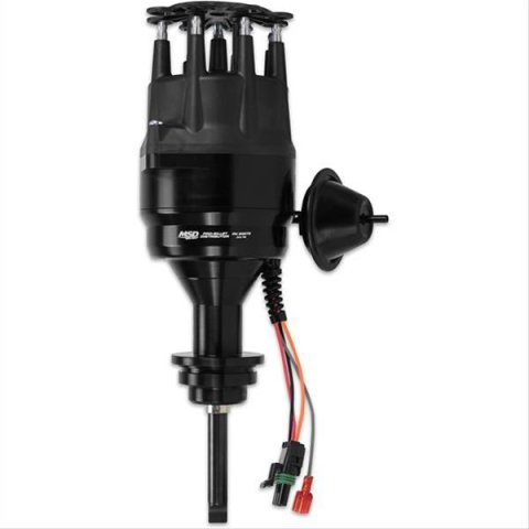 MSD Pro-Billet Ready-to-Run Distributors 83873 Distributors, Ready-To-Run, Magnetic Trigger, Male/HEI, Vacuum and Mechanical Advance, Black Cap, Chrysler, Dodge, Plymouth, Each