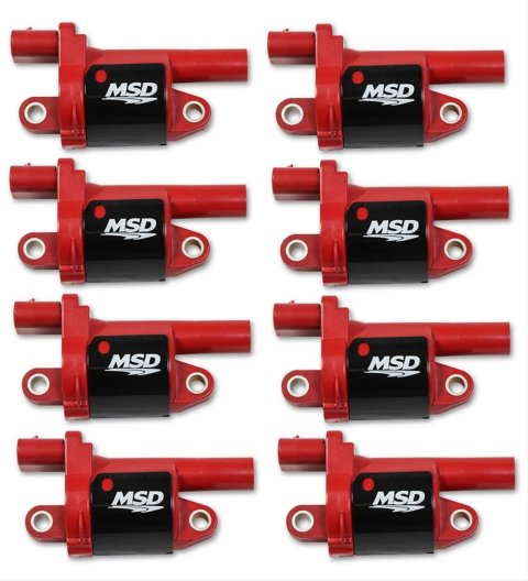 MSD Blaster OEM Replacement Coils 82688 Ignition Coil, OEM, Coil Pack, Epoxy, Female/Socket, Black/Red, Round, Cadillac, Chevrolet, GMC, Set of 8
