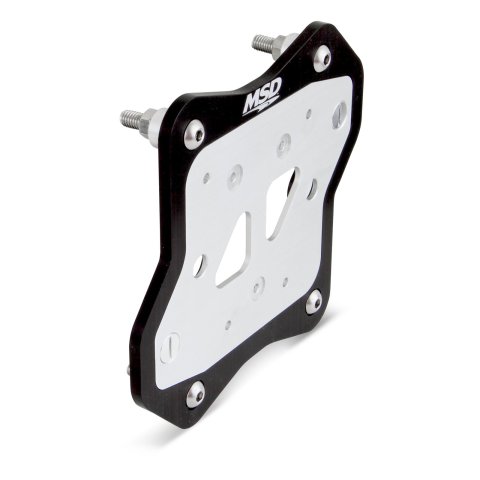 MSD Coil Brackets 82181 Ignition Brackets, Remote Mount, Rectangular, Billet Aluminum, Black/Silver, Universal, Each