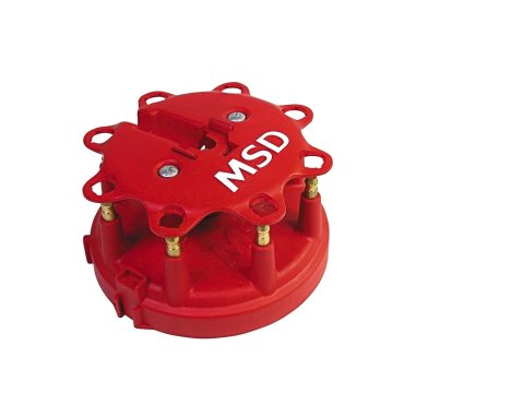 MSD Replacement Distributor Caps 8408 Cap, Male/HEI-Style, Red, Clamp-Down, Pro Billet, Ford, Laforza, Lincoln, Mercury, V8, Each