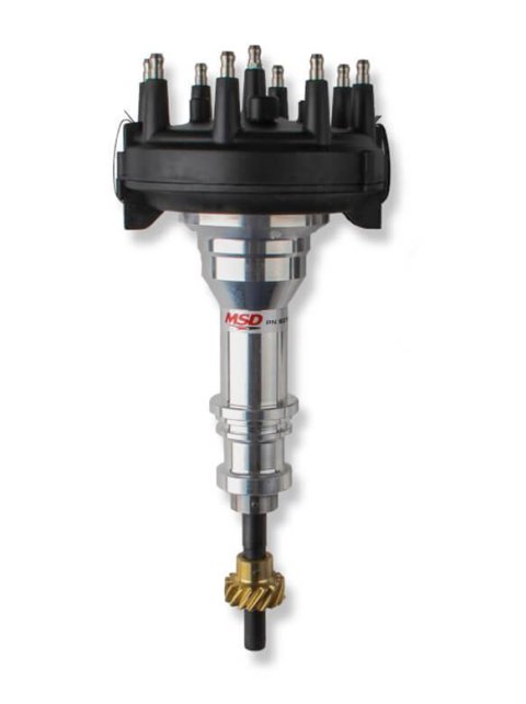 MSD Pro-Billet Crank Trigger Distributors 83795 Distributor, Trigger, Male/HEI, Bronze Gear, Standard Rotation, Black Cap, Billet Aluminum Housing, Natural, Ford, Each