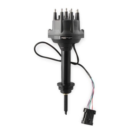 MSD Pro-Billet Dual Sync EFI Distributors 23833 Distributor, EFI, Hall Effect Trigger, Male/HEI, Standard Rotation, Black Cap, Billet Aluminum Housing, Black, Mopar, Each