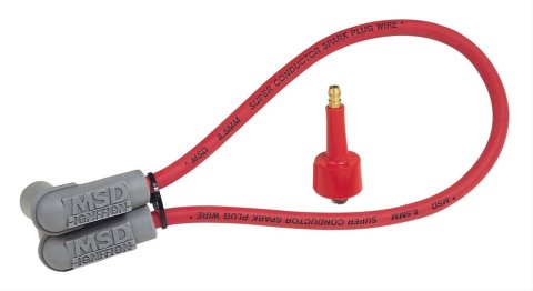 MSD 8.5mm Replacement Coil Wires 84039 Wire, Super Conductor, Spiral Core, 8.5mm, Red, Male HEI/Male HEI, 90 Degree Boots, 18 in. Long, Kit