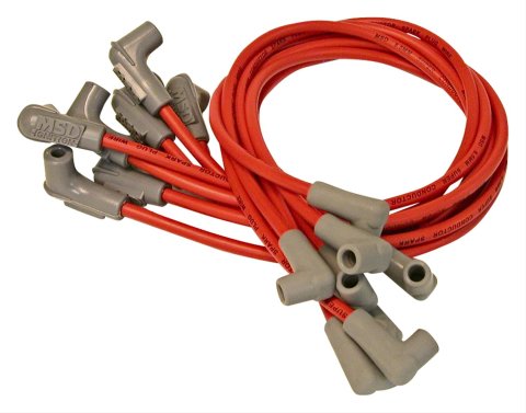 MSD 8.5mm Super Conductor Spark Plug Wire Sets 30829 Wires, Conductor, Spiral Core, 8.5mm, Red, 90 Degree Boots, Chevy, Big Block, V8, Set