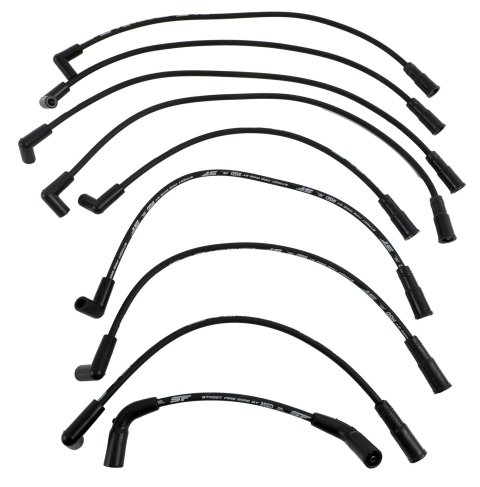 MSD Street Fire Spark Plug Wire Sets 5573 Sets, Fire, Assembled, Spiral Core, Black, 8.00mm Diameter, Chevrolet, GMC, 5.0L, 5.7L, Set