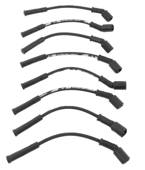MSD Street Fire Spark Plug Wire Sets 5574 Sets, Fire, Assembled, Coil Pack Terminal Ends, Spiral Core, Black, 8.00mm Diameter, Chevrolet, GMC, 4.8L, 5.3L, 6.0L, Set