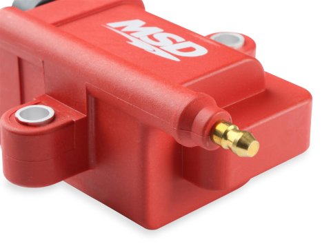 MSD Smart Coils 8289 Ignition Coil, Coil, Remote Mount, 50,000 V, 0.55 Ohms, Male/HEI Coil Wire Attachment, Use with Holley HP Dominator ECU, Red, Each
