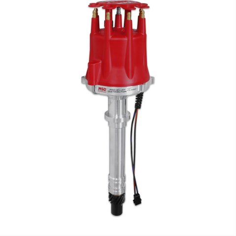 MSD Pro-Billet Distributors 85551 Distributor, Pro-Billet, Mech. Adv., Magnetic Trigger, 6.937 in. Tall, Small Red Cap, 0.500 in. Shaft, Needs Box, Chevy, Big/Small Block, Each