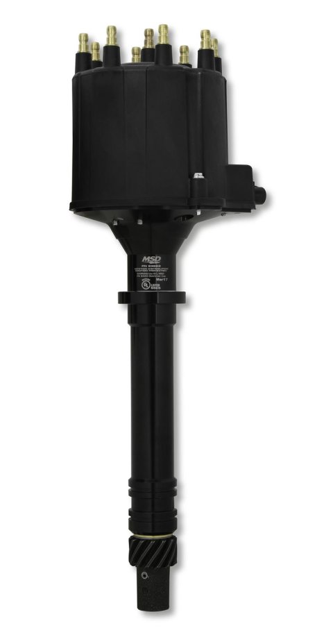 MSD Pro-Billet Ready-to-Run EFI Distributors 83663 Distributors, Ready-To-Run EFI, Magnetic Trigger, Male/HEI, Computer-controlled Advance, Iron Gear, Black Cap, Chevy, 305, 350, 454, Each