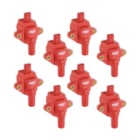 MSD Ford 7.3L Godzilla Ignition Coils 82838 Coils, 7.3 Godzilla, Coil Pack, Red, Ford, Set of 8