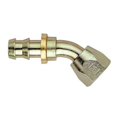 Aeroquip Socketless Hose Ends FBM1440 Fitting, End, AQP Socketless, 45 Degree, -8 AN Barb to Female -8 AN, Steel, Natural, Each