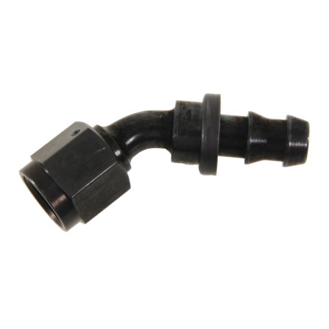 Aeroquip Socketless Hose Ends FBL1522 Fitting, End, AQP Socketless, 45 Degree, -6 AN Barb to Female -6 AN, Aluminum, Black Anodized, Each