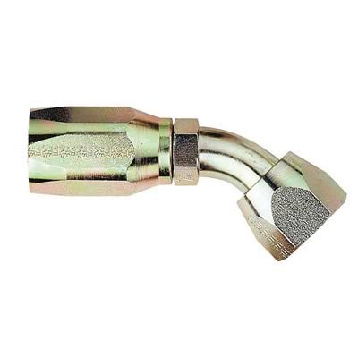 Aeroquip Reusable Hose Ends FBM1338 Fitting, End, AQP High Pressure, 45 Degree, -10 AN to -10 AN Female Thread, Steel, Natural, Each