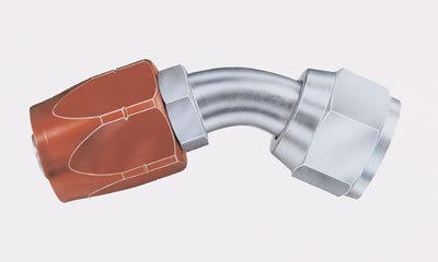 Aeroquip Reusable Hose Ends FBM1021 Fitting, End, AQP Hose, 45 Degree, -4 AN to Female -4 AN, Steel, Red, Each