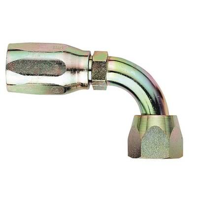 Aeroquip Reusable Hose Ends FBM1387 Fitting, End, AQP High Pressure, 90 Degree, -8 AN to 3/4 -16 in. Female Thread, Steel, Natural, Each