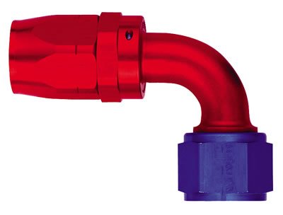 Aeroquip Reusable Hose Ends FBM4032 Fitting, End, AQP/StartLite Hose, 90 Degree, -6 AN to Female -6 AN, Aluminum, Red/Blue, Each