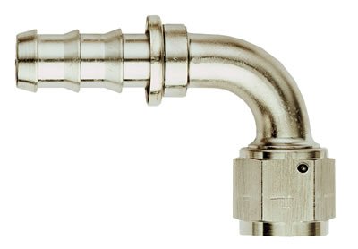 Aeroquip Socketless Hose Ends FCE1532 Fitting, End, AQP Socketless, 90 Degree, -6 AN Barb to Female -6 AN, Aluminum, Nickel Plated, Each