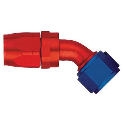 Aeroquip Reusable Hose Ends FBM4024 Fitting, End, AQP Hose, 45 Degree, -10 AN to Female -10 AN, Aluminum, Red/Blue, Each