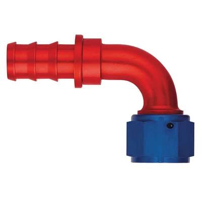 Aeroquip Socketless Hose Ends FBM1534 Fitting, End, AQP Socketless, 90 Degree, -10 AN Barb to Female -10 AN, Aluminum, Red/Blue, Each