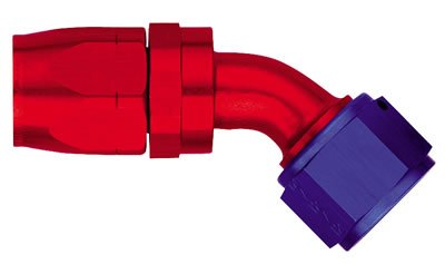 Aeroquip Reusable Hose Ends FBM4022 Fitting, End, AQP Hose, 45 Degree, -6 AN to Female -6 AN, Aluminum, Red/Blue, Each